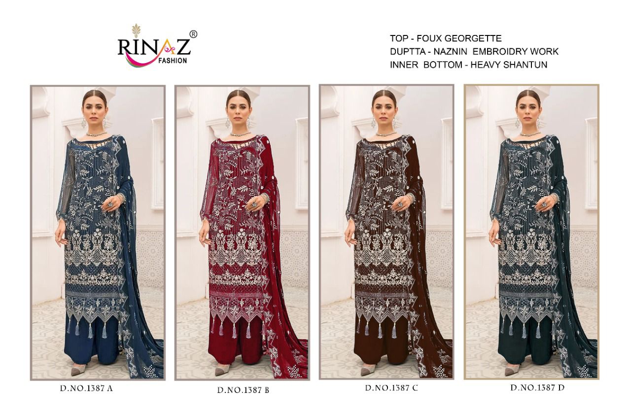 Rinaz 1387 Wedding Wear Wholesale Georgette Pakistani Salwar Suits